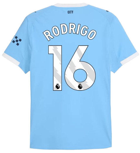 MEN'S AUTHENTIC RODRIGO #16 MANCHESTER CITY HOME SOCCER JERSEY SHIRT 2025/26 - PLAYER VERSION