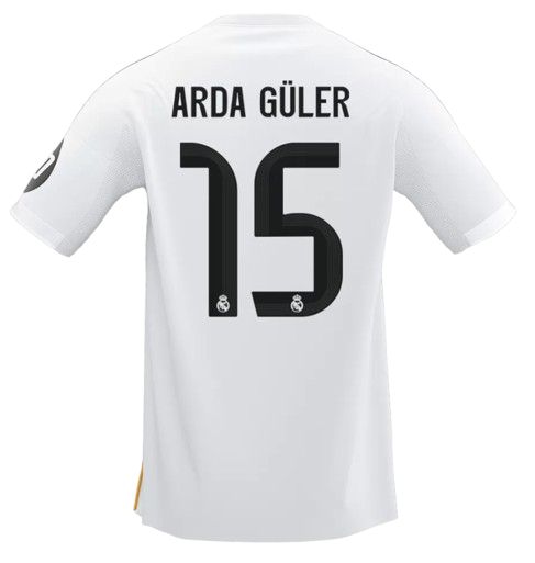 REAL MADRID ARDA GÜLER #15 HOME SOCCER FAN JERSEY 2025/26